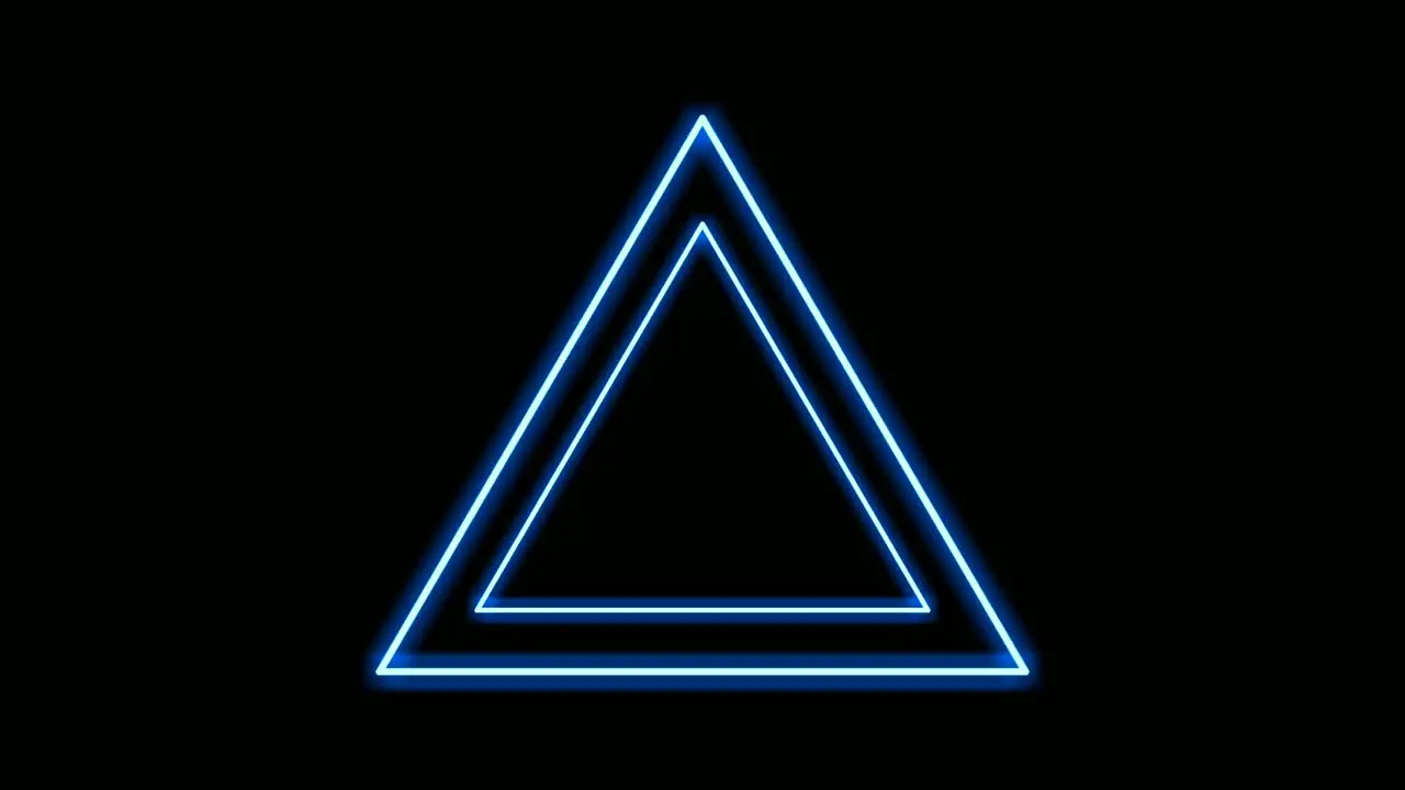 Neon light triangle border animation on black background