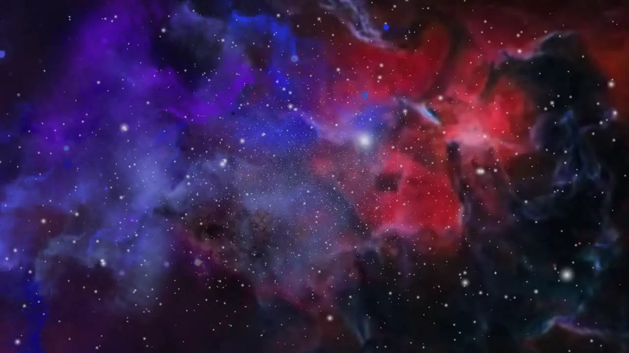 fog and orange blue nebula clouds floating in the universe deep space