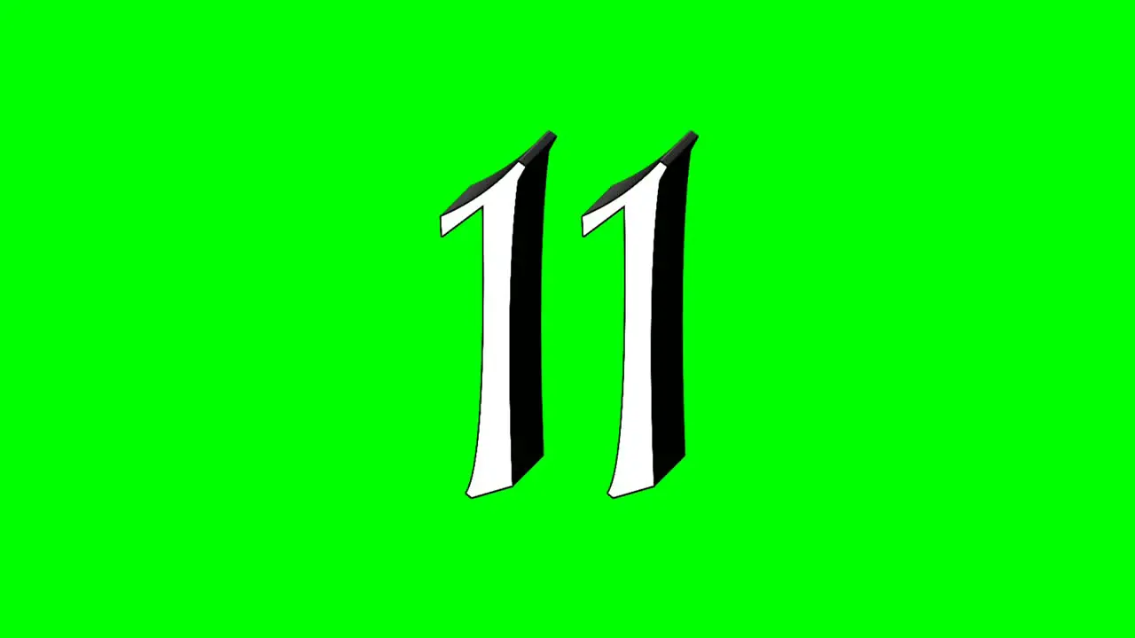 Number eleven 11 animation green screen