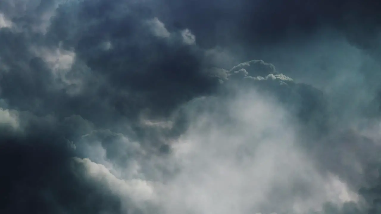 4k thunderstorm flying through dark cumulonimbus clouds