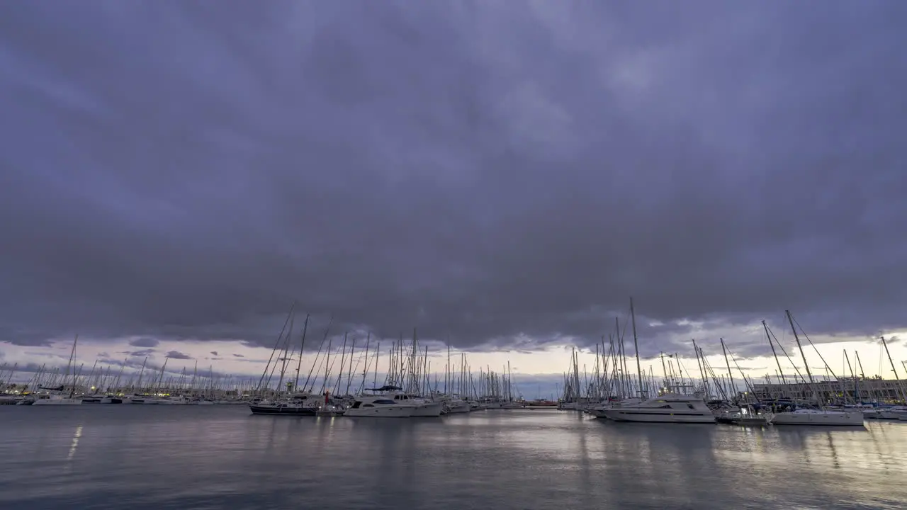 Storm approachs Harbour of Alicante Timelapse