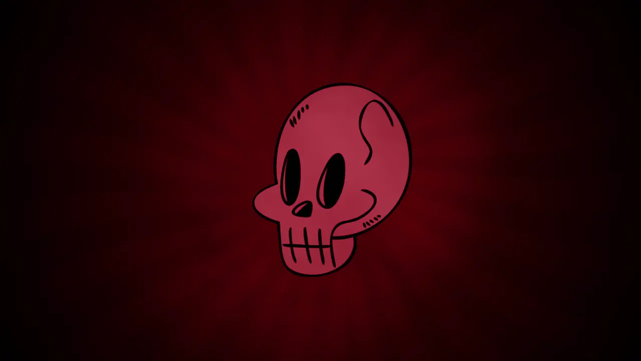 Halloween animation with skull on red background