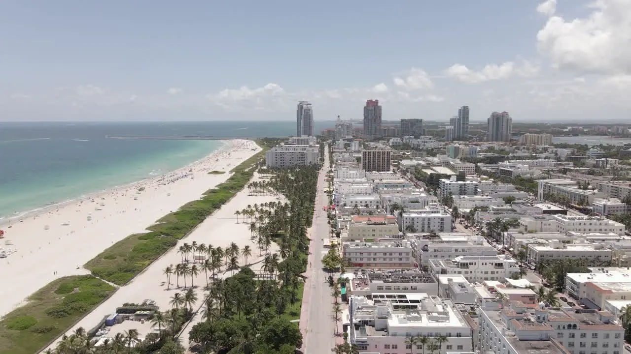 South Beach Miami aerial flyover of deserted Muscle Beach section