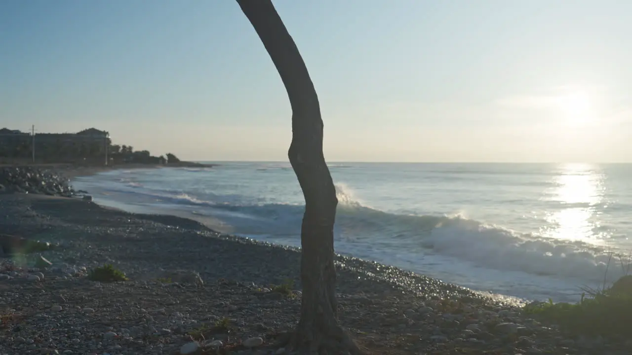 A traveler arrives at the seaside and pauses to take in the view