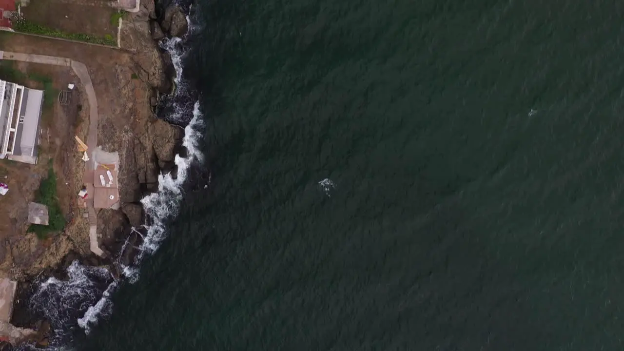 Aerial Shot of Black Sea Waves Crashing Against the Shore of Istanbul