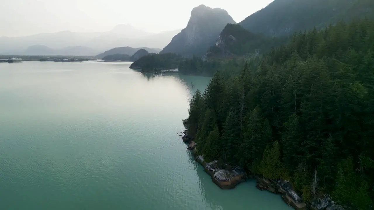 Aerial coastline view of Stawamus Chief Squamish BC Canada