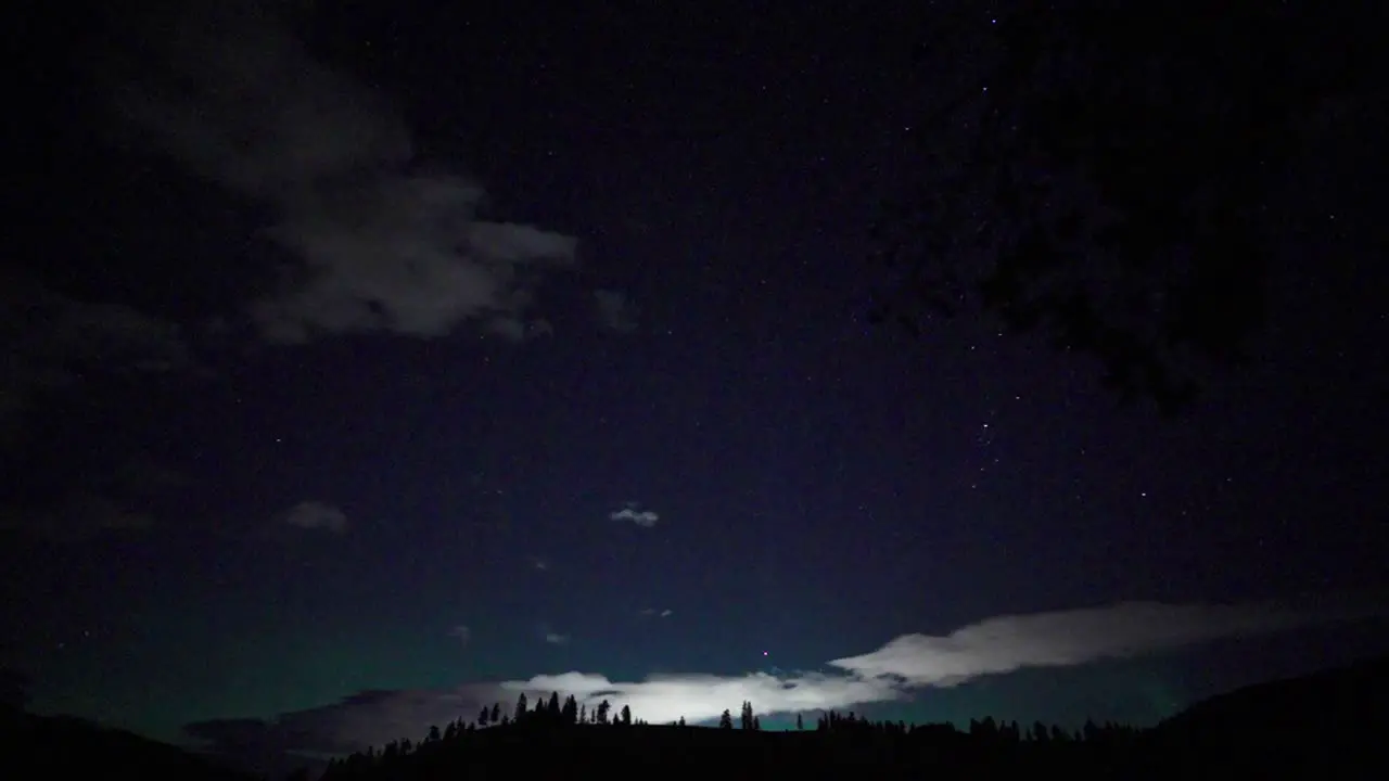 Northern Lights dance above the treelines