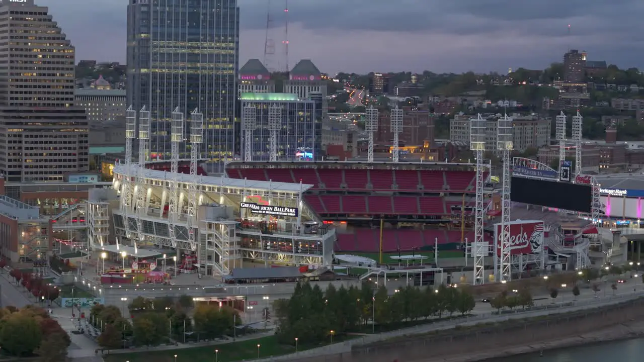 Cincinnati Ohio Paycor Stadium in United States Pan Right with skyscrapers