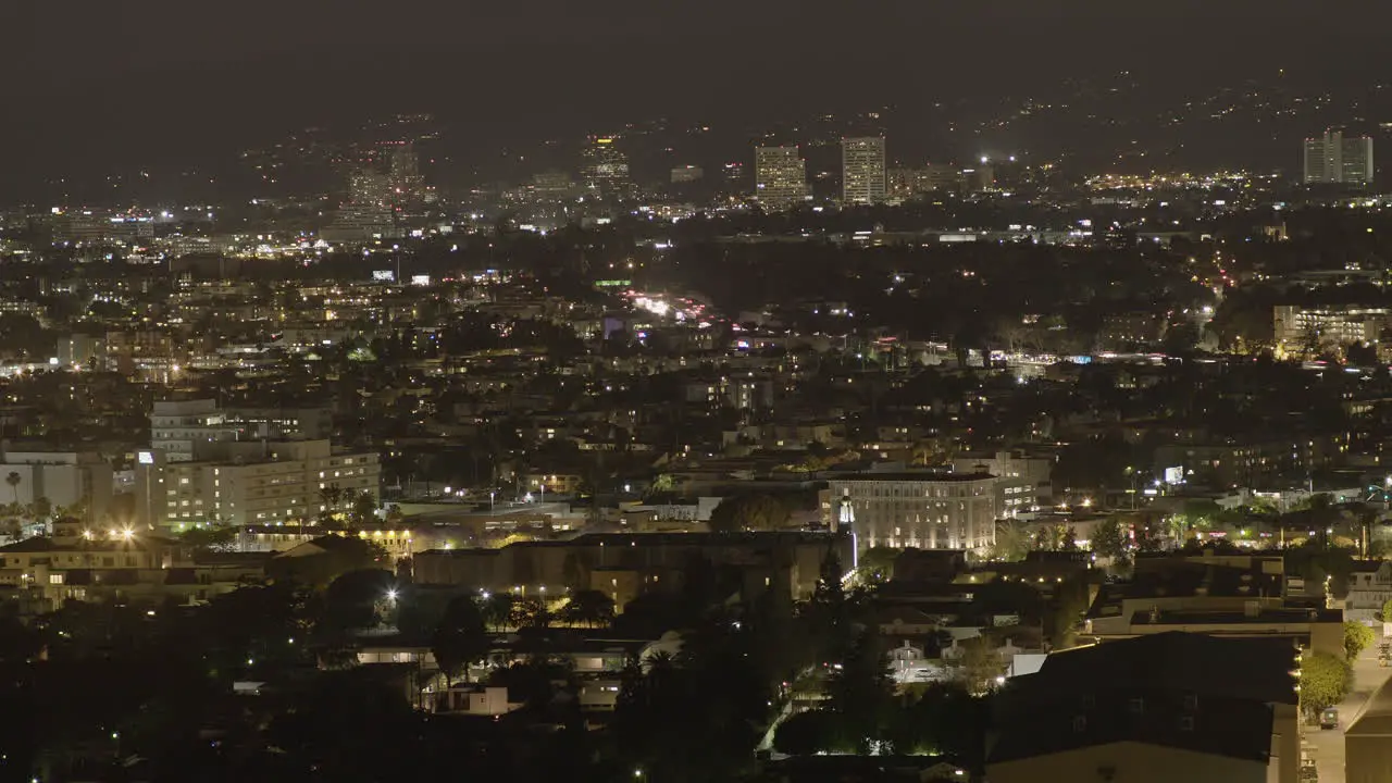 Time Lapse of cars driving on the highways of downtown Los Angeles at night located in southern California