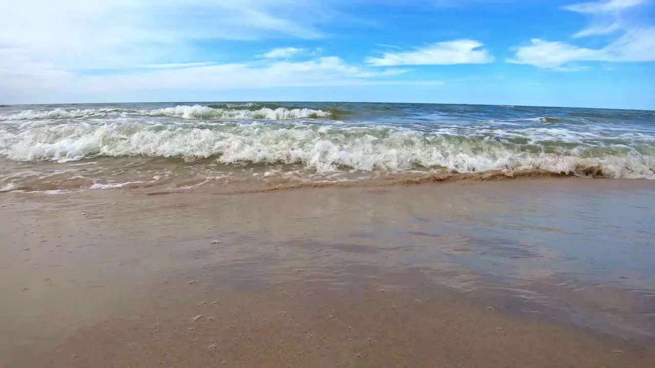 Ocean Waves Rolling on Sandy Beach