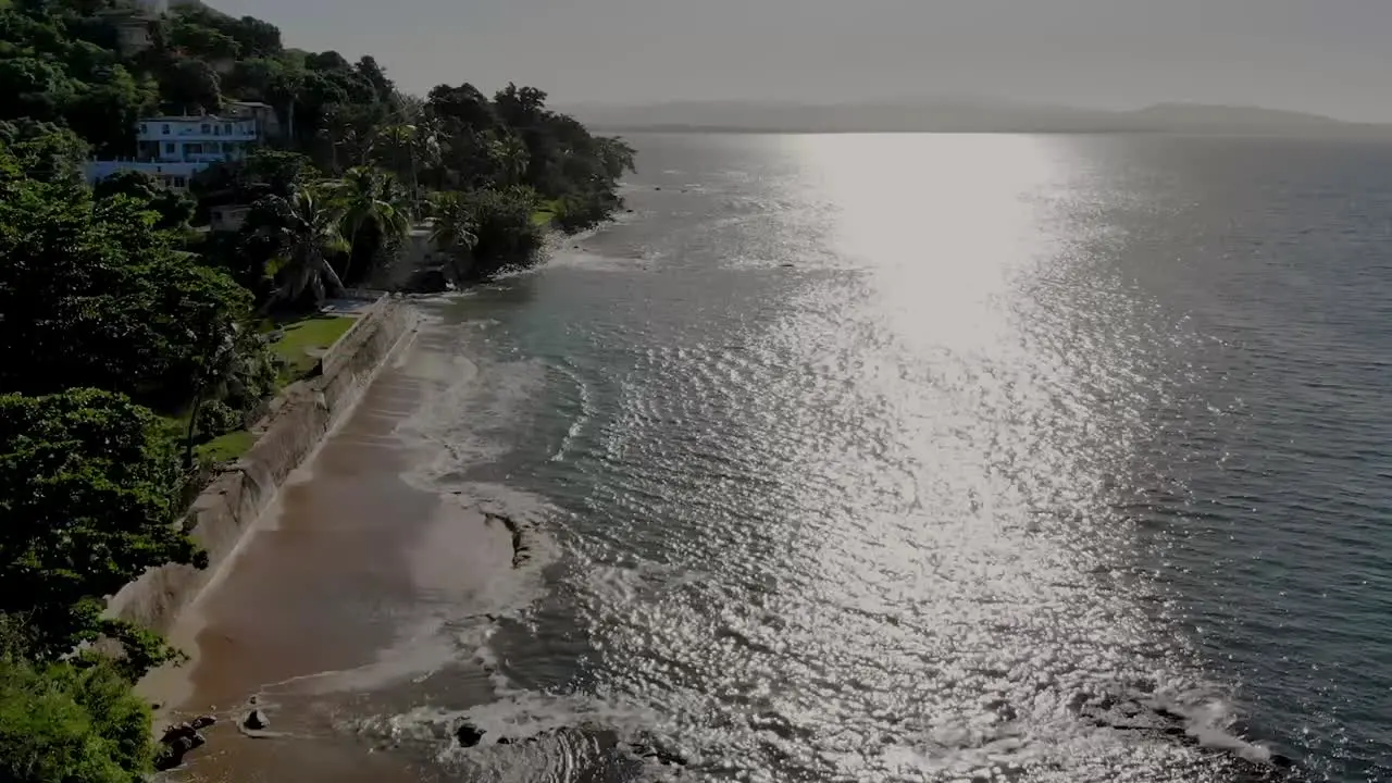 Aerial Slow Motion footage of a resort beach in Rincon Puerto Rico