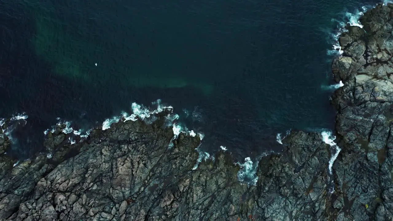 Ocean Waves Filmed from above against a rocky coastline Nova Scotia