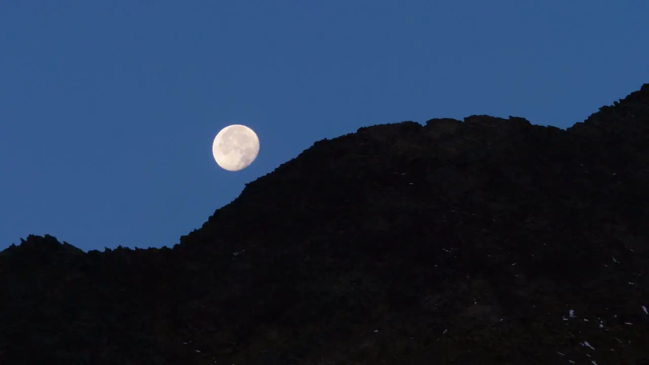 Full Moon disappears behind mountains Timelapse