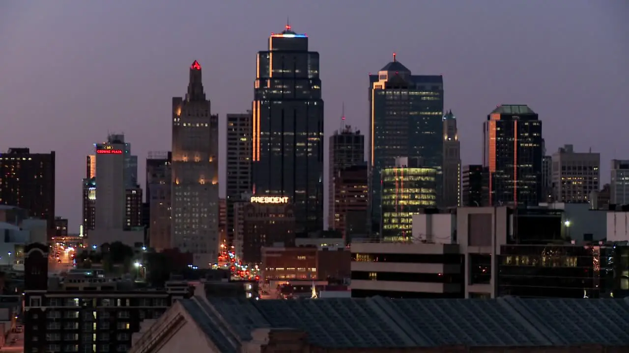 A night time view of the Kansas City Missouri skyline 2