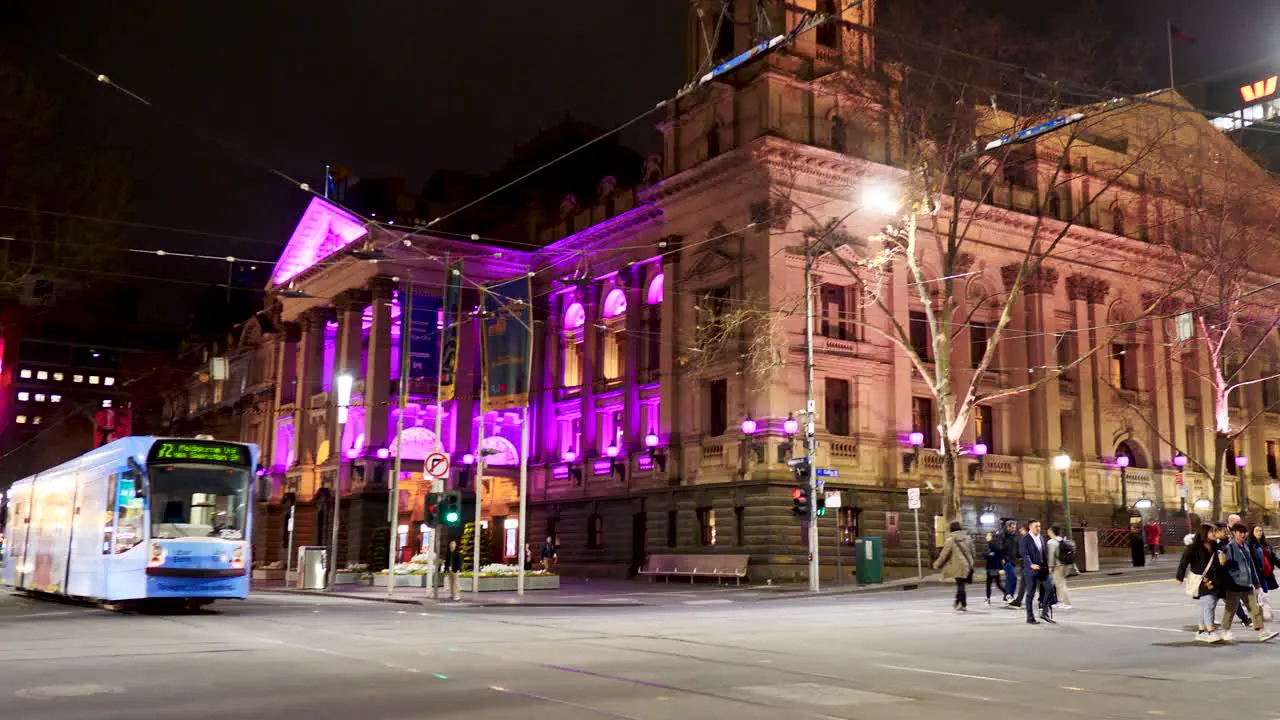 Melbourne city townhall nighttime timelapse