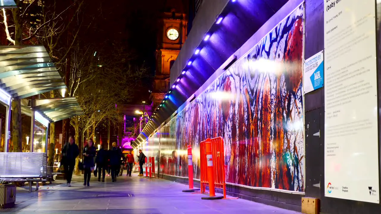 Melbourne CBD People walking timelapse at nighttime