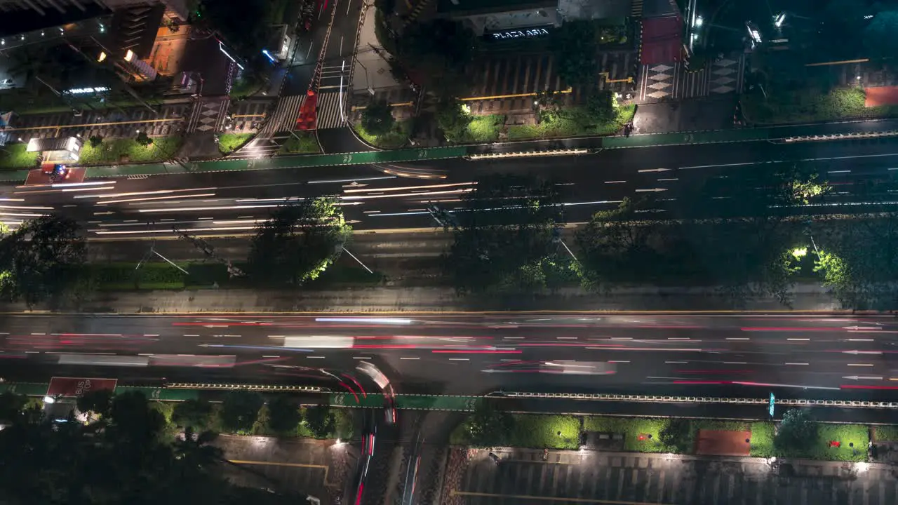 High Angle Shot of Traffic at Night in Jakarta