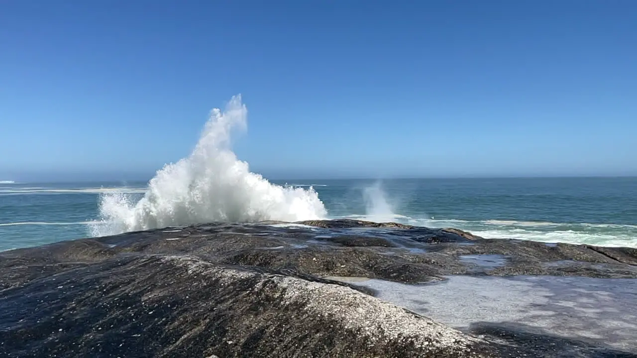 Crashing Waves At Sandy Bay Beach Cape Town South Africa slow motion