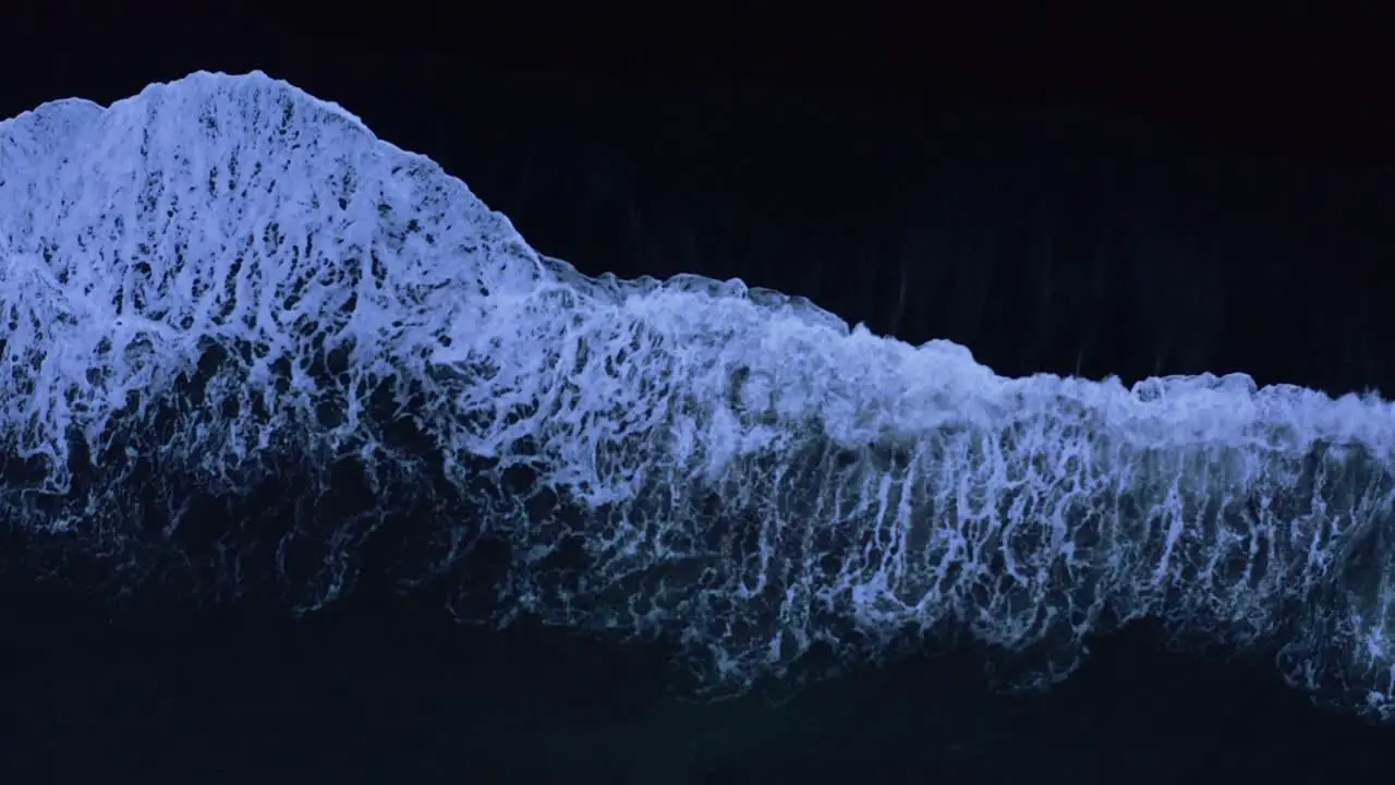 Top-down View Of Atlantic Waves On Black Sand Beach