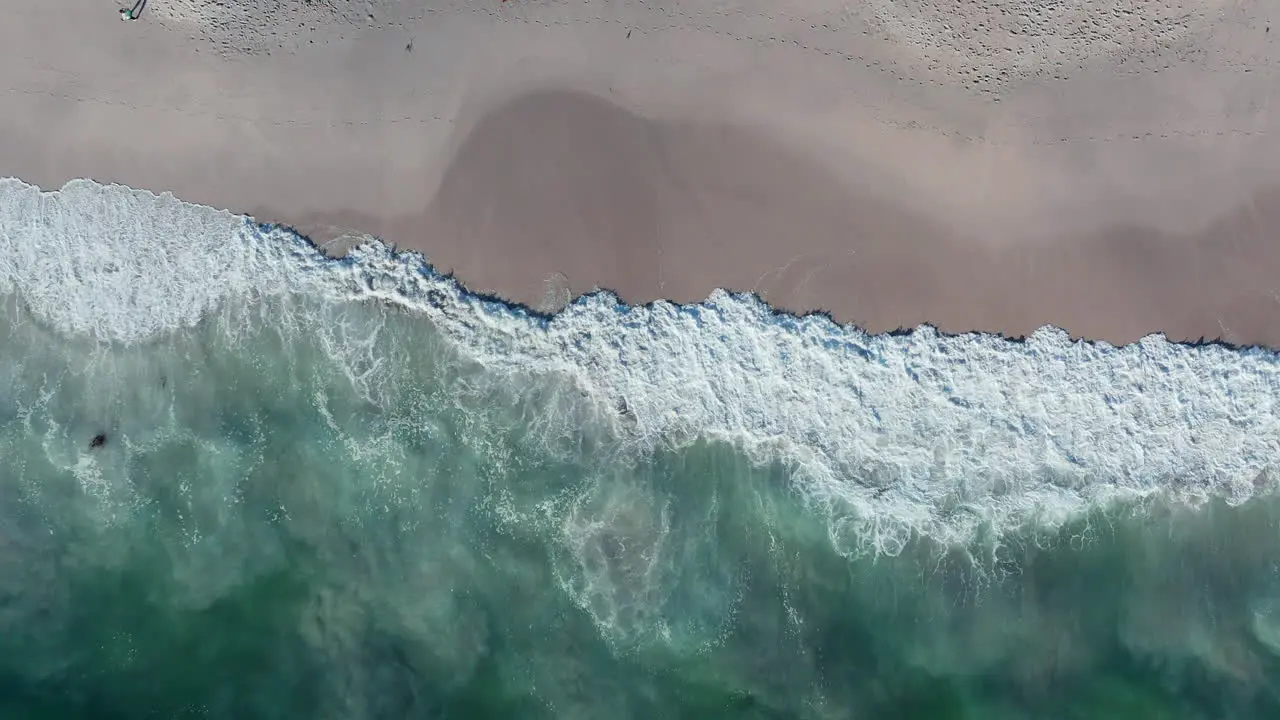 Top Down View Of Bloubergstrand Beach In Cape Town South Africa aerial drone shot