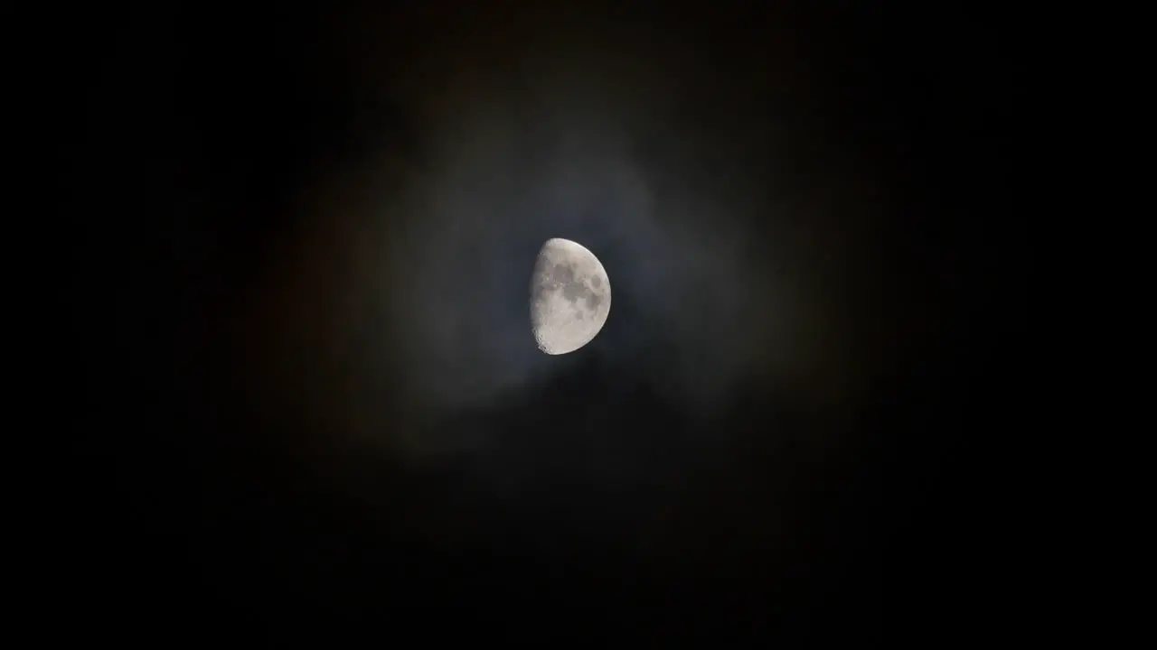 Moon Drifting Clouds Zoom In Time Lapse