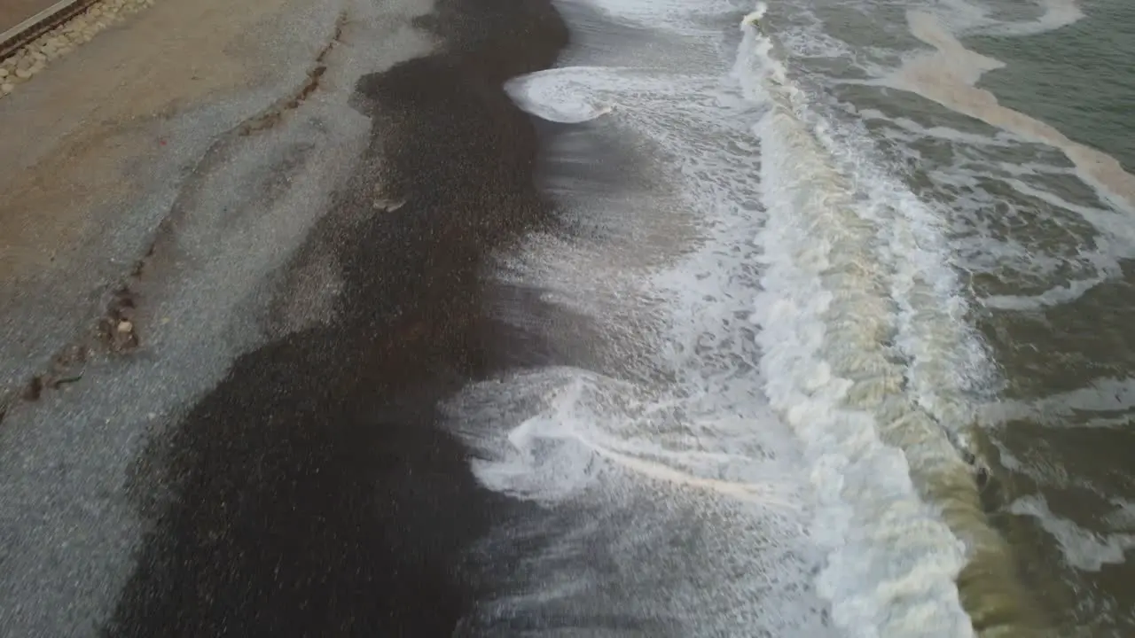 Drone video of a rocky beach shore