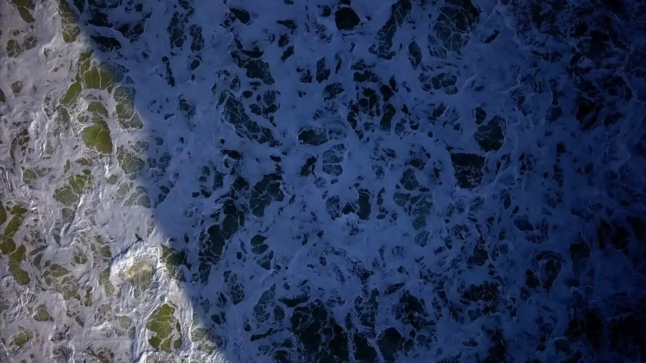 View of waves from above on the Cornish Coast