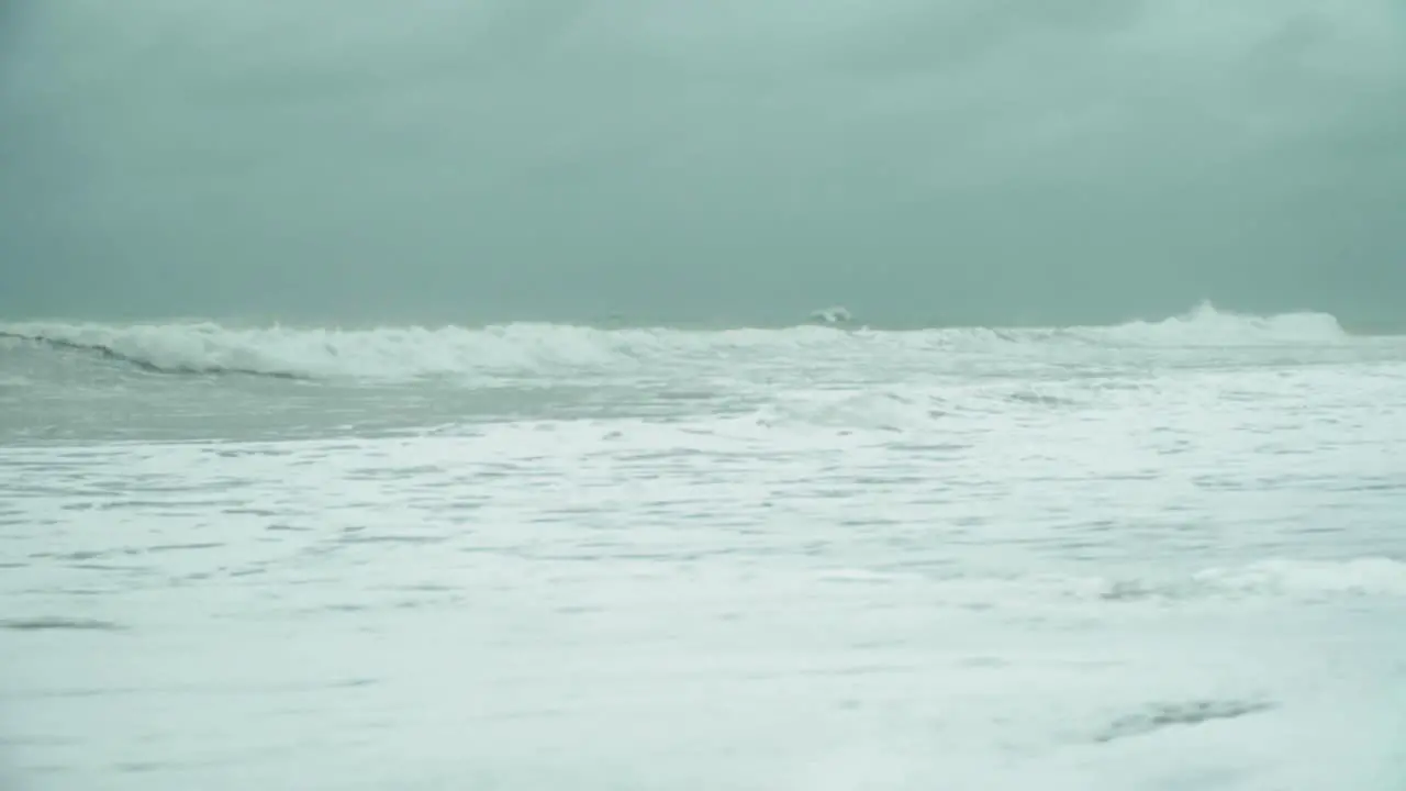 Tropical Storm Empty beach on a windy and rainy day