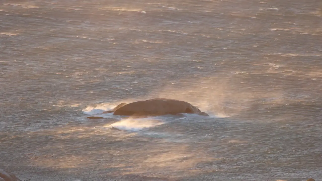 Sea Waves Hitting A Rock Due To Strong Wind In Cape Town South Africa