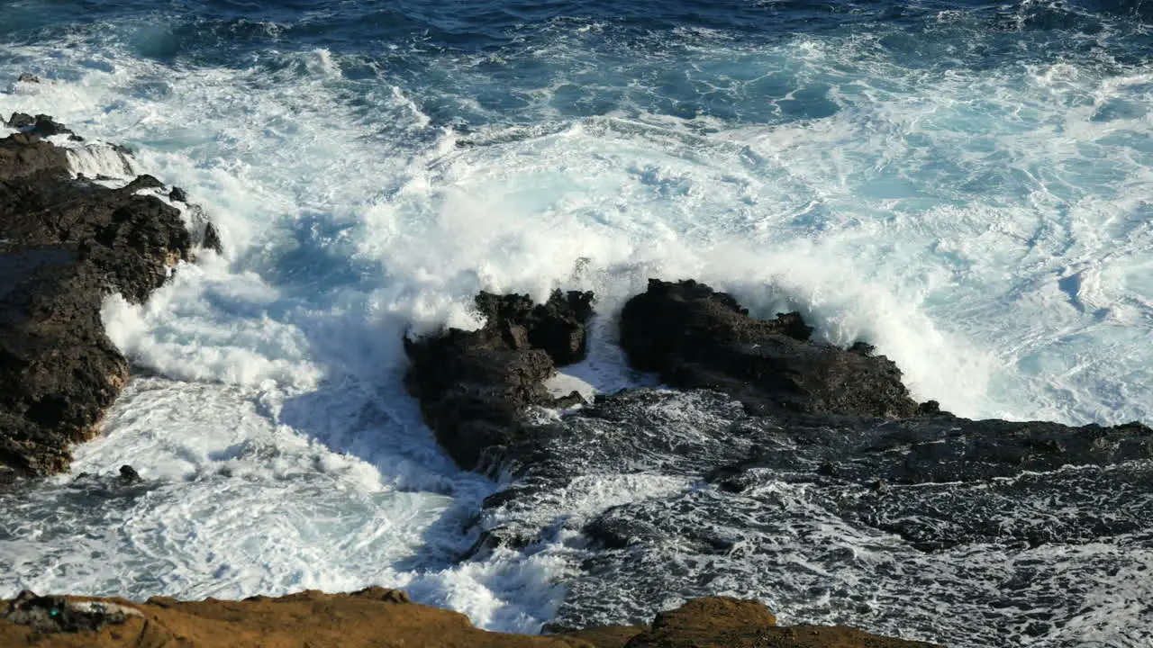 Oahu Dramatic Detail Of Waves On RocksMov