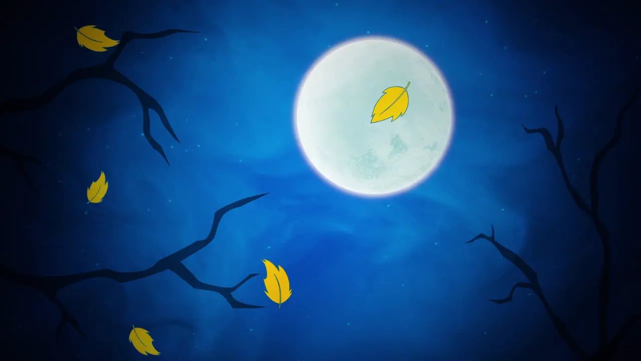 Halloween background animation with leaves and moon 1