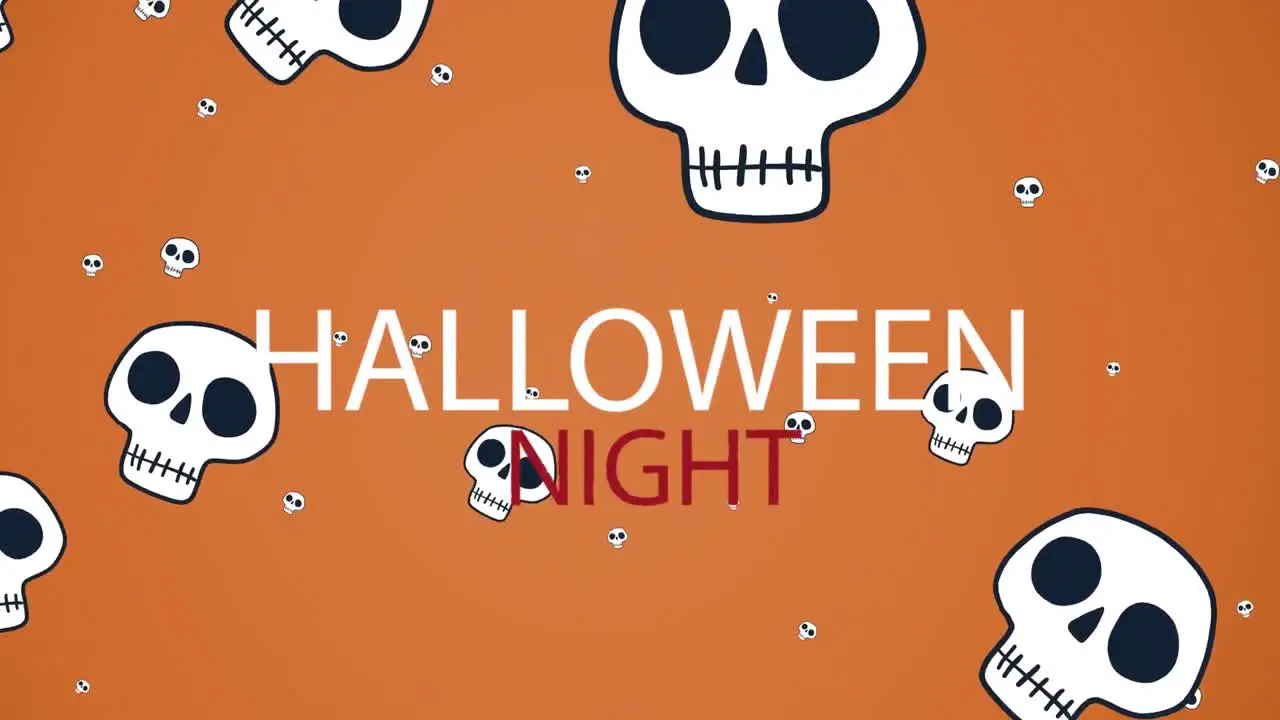 Animation of halloween night text over skulls