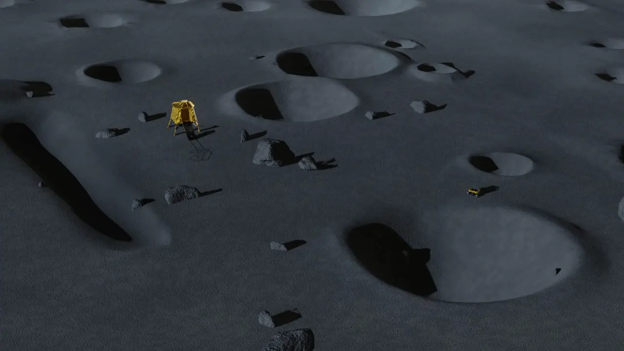 3D Animation of the Indian lunar rover on the Moon