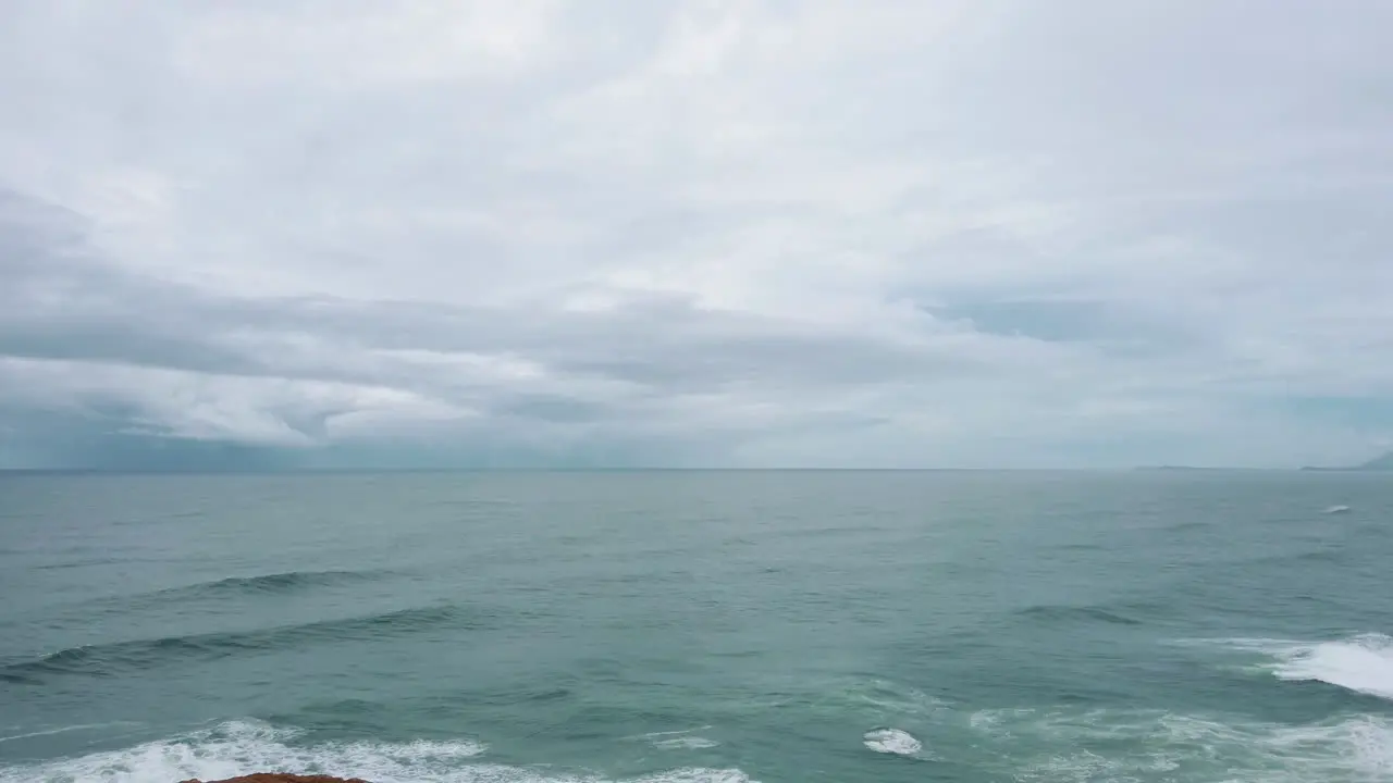 Landscape Of Ocean And Cloudy Sky Background Lighthouse Beach In Port Macquarie Australia wide shot