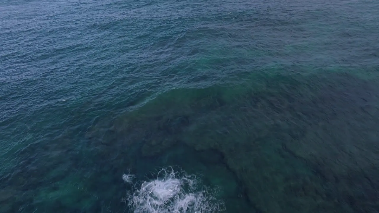 Pull back over the Pacific Ocean and up over the shore at Sandy Beach Park in Oahu Hawaii on at sunset