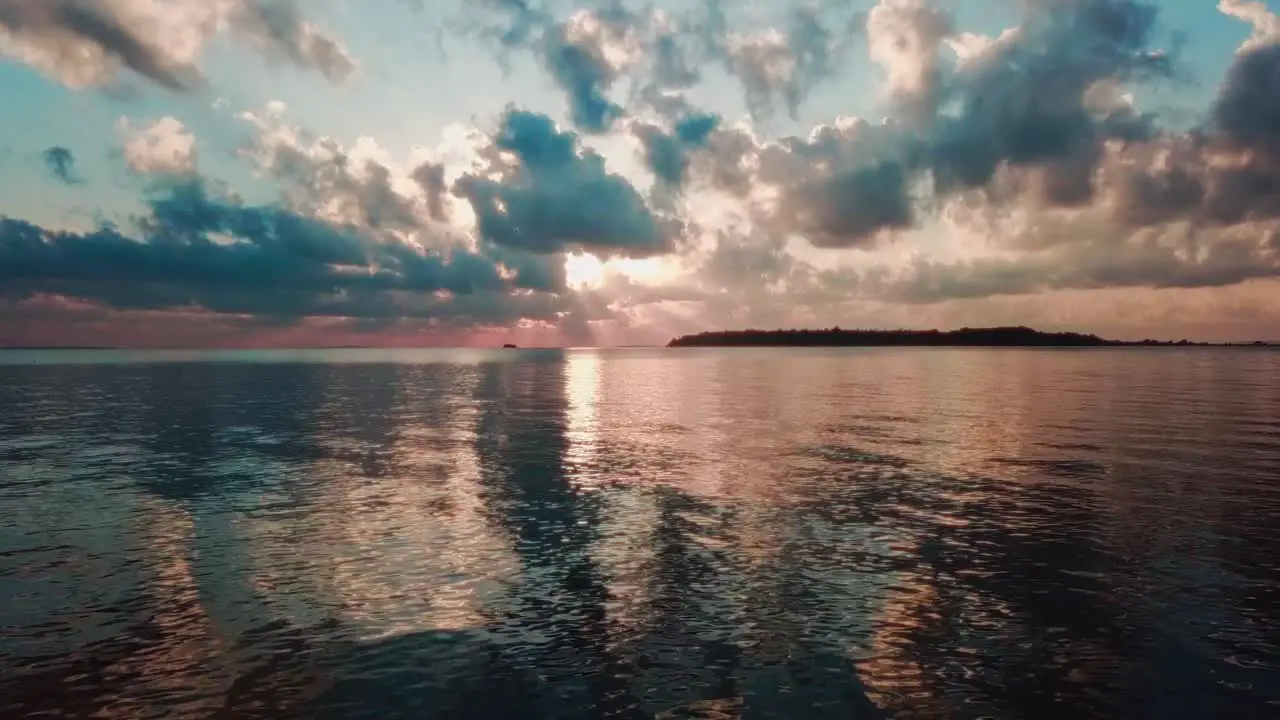 Drone view from near the sea of the sunset of Banda Island in the Ssese Islands archipelago in Lake Victoria in Uganda