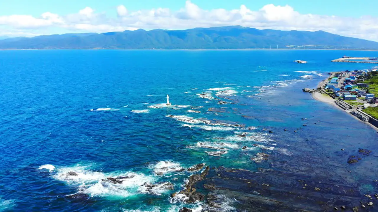 lighthouse off shore of shakotan japan