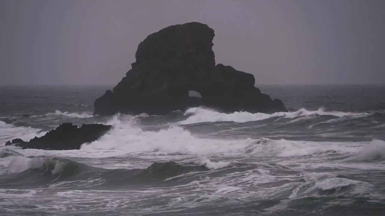 Rough seas against the rocks on the Oregon Coast near where the Goonies was filmed