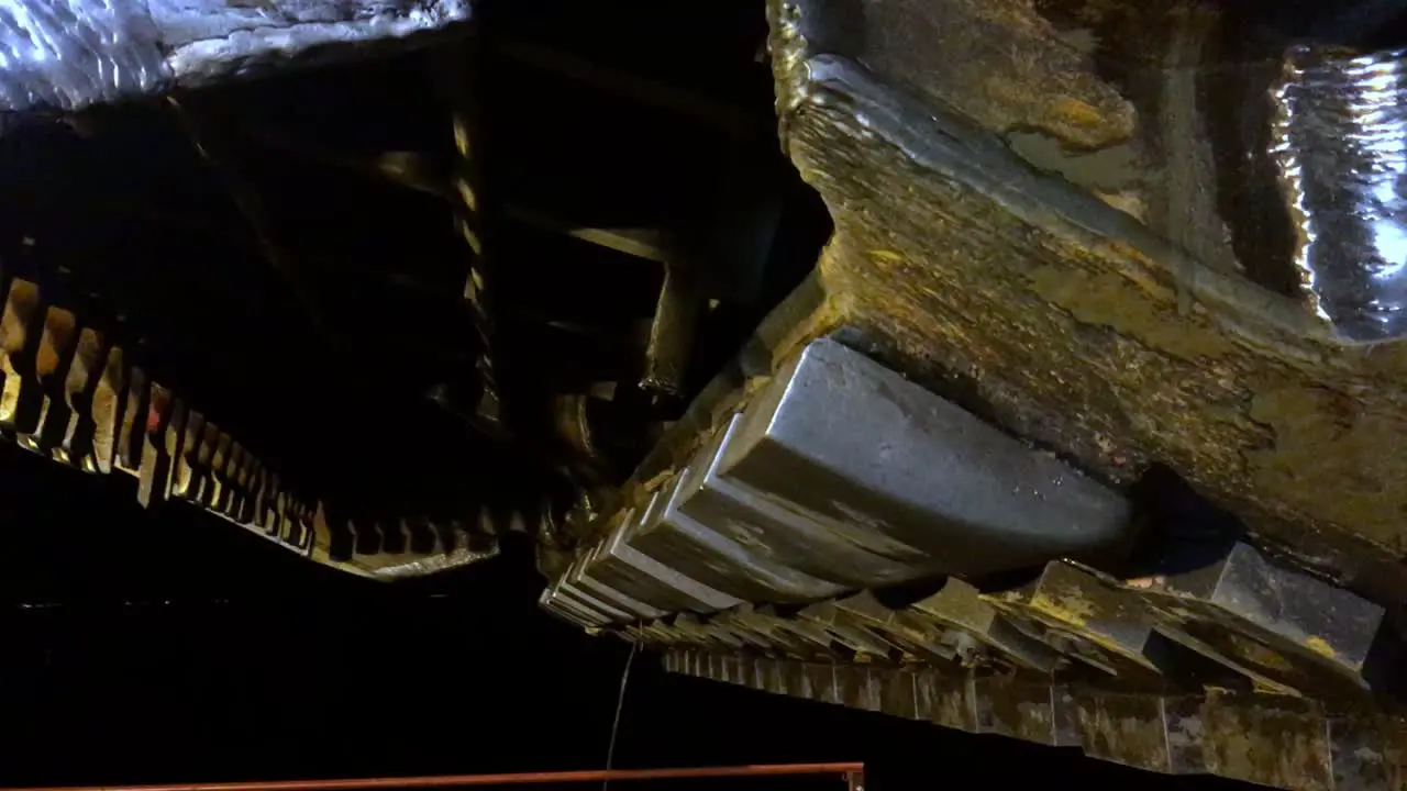 A close up shot of cutter suction teeth at night