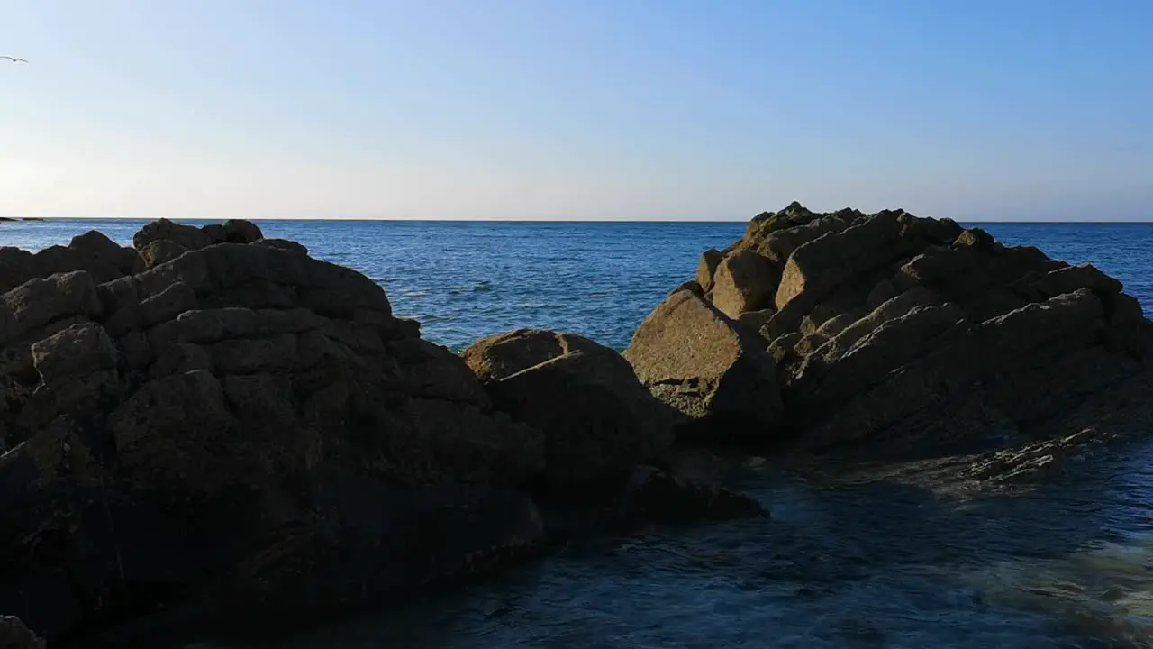 View across Cardigan Bay at New Quay Ceredigion Wales UK