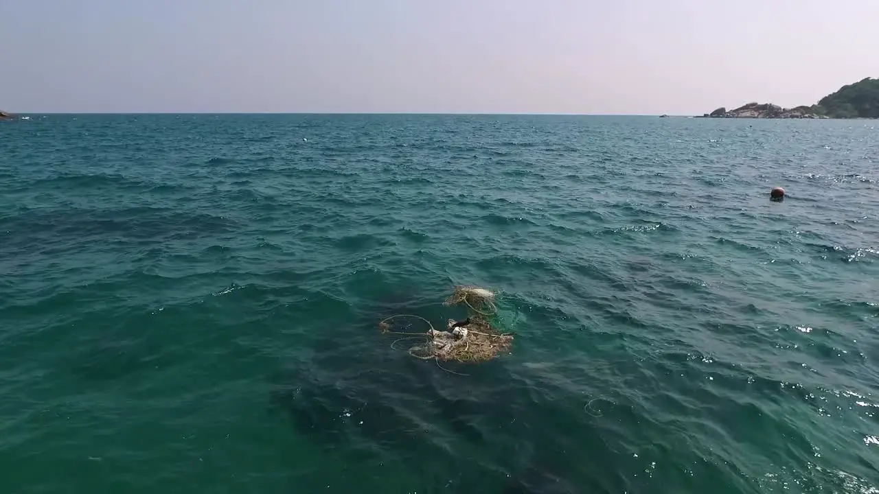 A bird sitting on rubbish what floats on the surface of the water 1080 HD Asia Thailand Filmed with Sony AX700