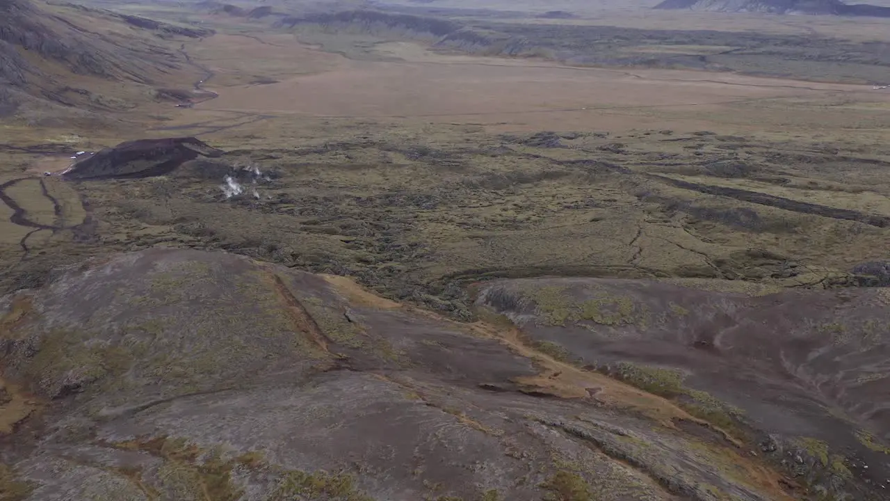 Uninhabitable landscape of Iceland with volcanic surface and open terrain