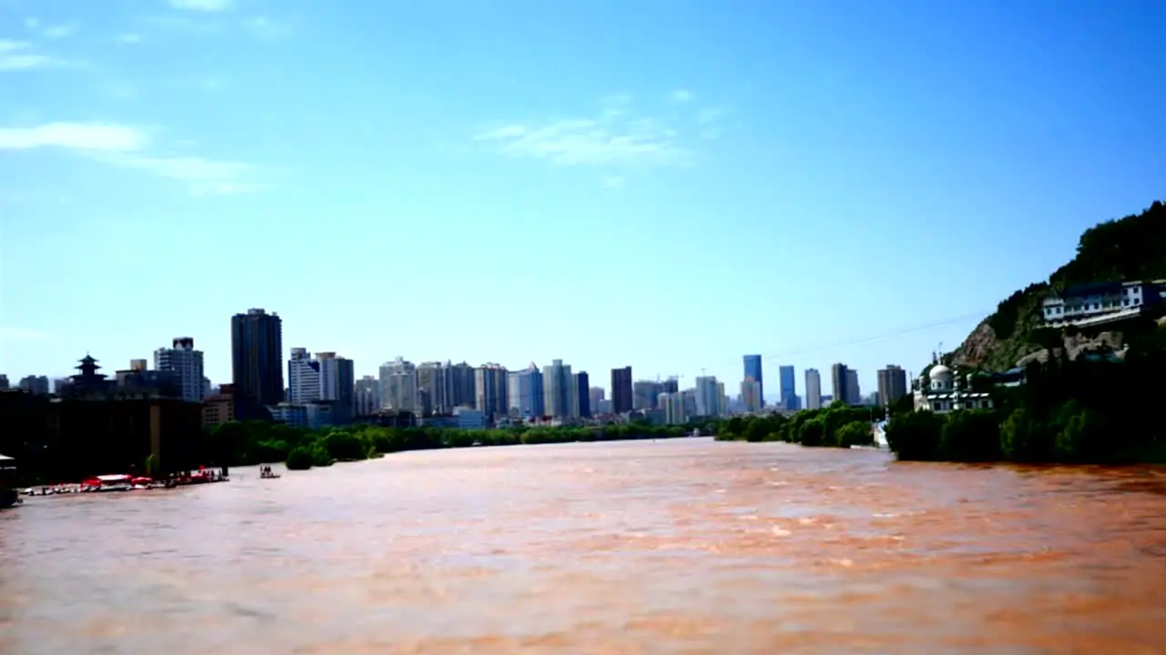 time lapse shot of China Yangtze yellow river at XiAn