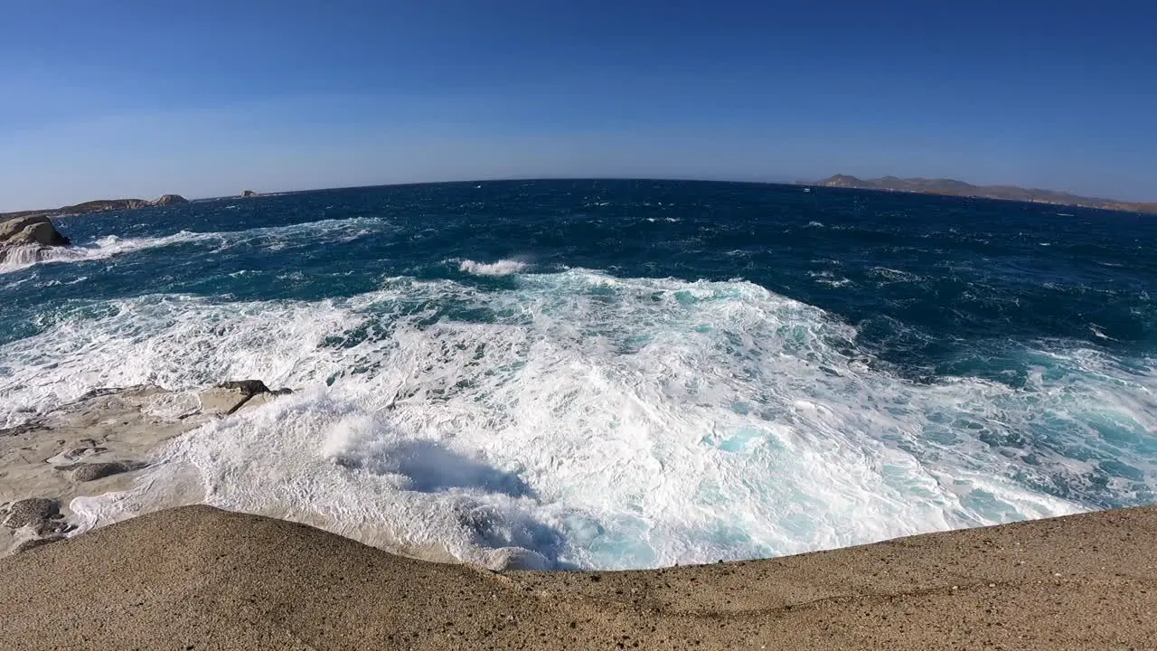 Mediterranean Sea shore in Greece foam and huge