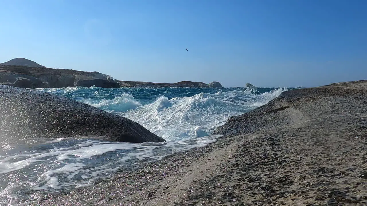 Rocky shore of the Mediterranean sea in Greece