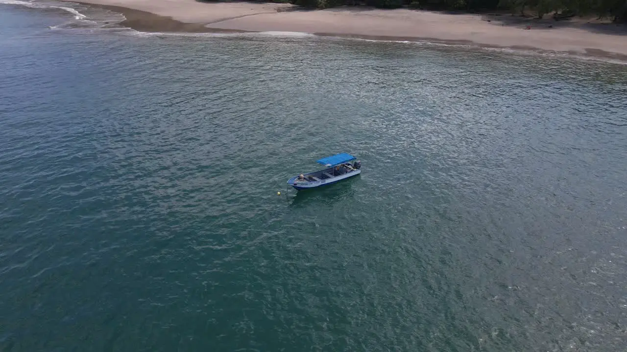 Rotating Aerial Shot Of A Static Fishing Boat