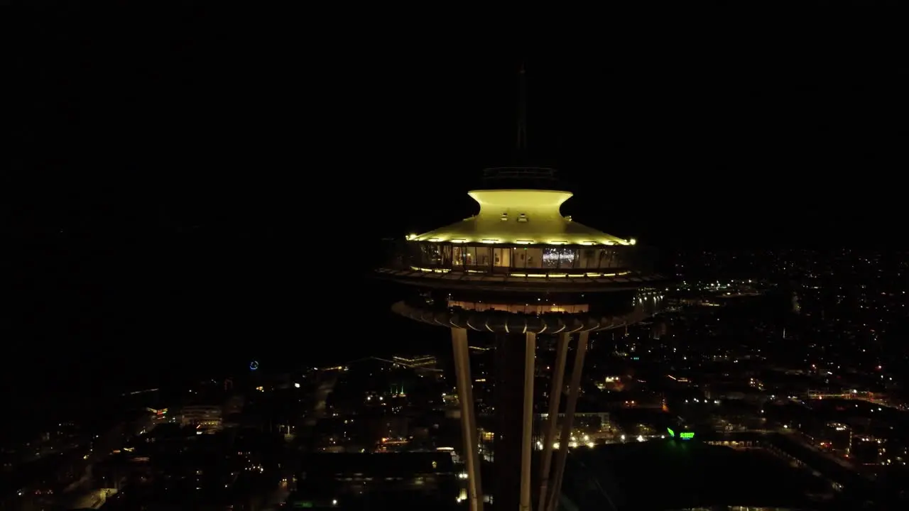 Aerial view Space Needle during night