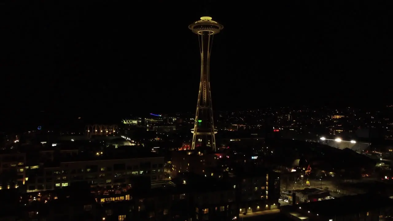 Aerial view of Space Needle during night