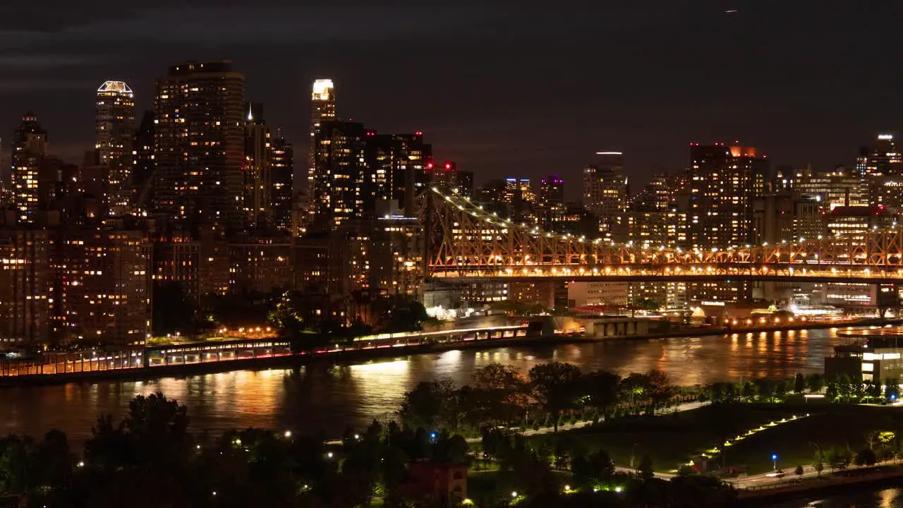 Time Lapse of the traffic at FDR Drive Ed Koch Queensboro Bridge Roosevelt Island East River and East Side Manhattan at night