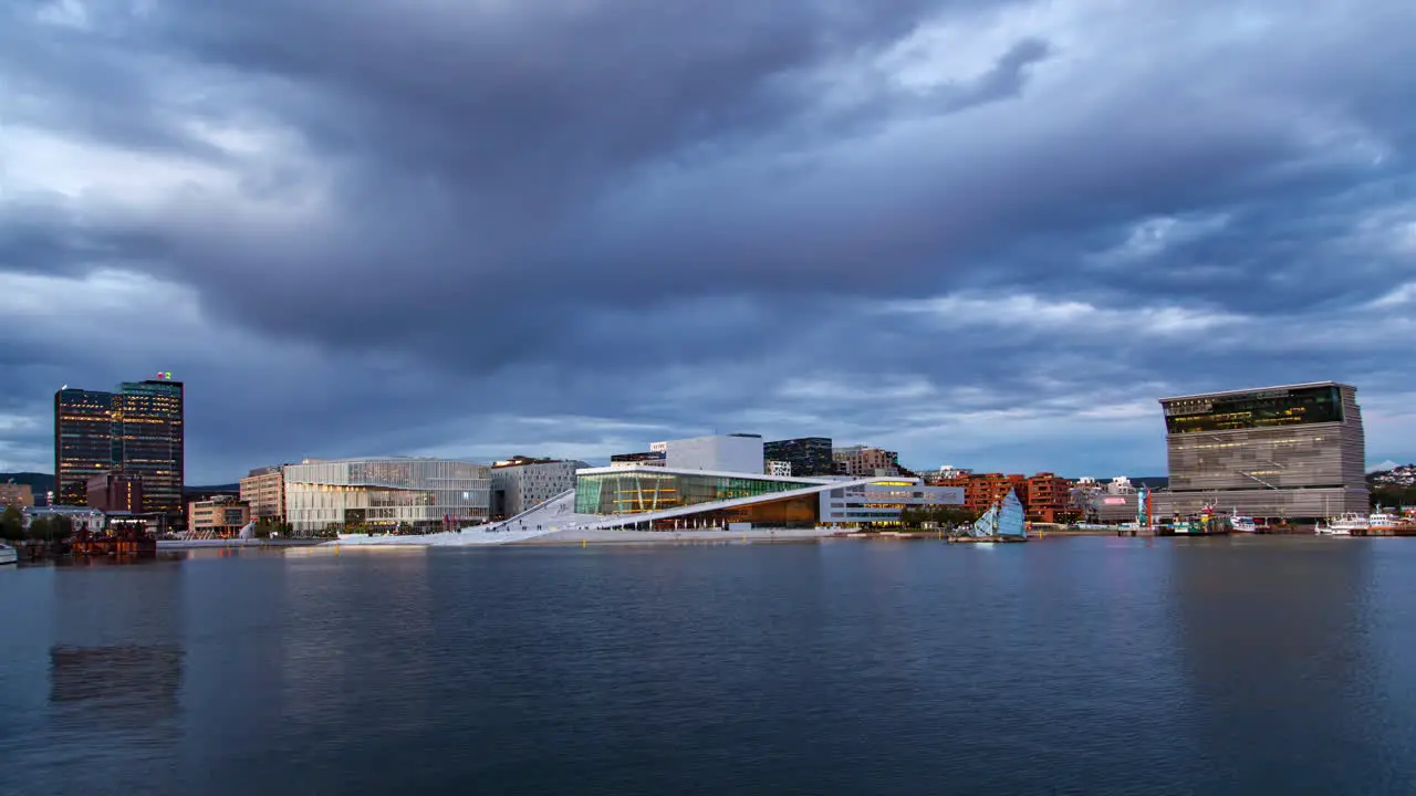 Oslo city timelapse sunset cloudscape